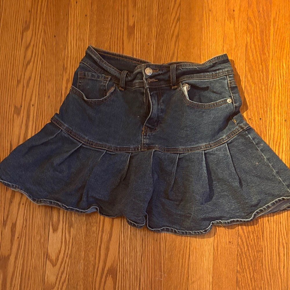 Wild Fable Denim Pleated Miniskirt
